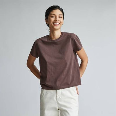 The Box-Cut Tee in Essential Cotton | Chocolate Brown | No Pocket