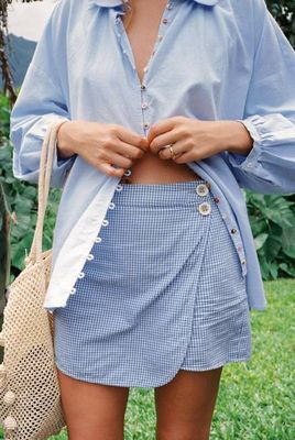The Jaime Skort | Cornflower Gingham