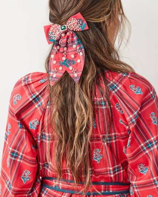 Nostalgia Plaid - Embellished Bow - Joyful Red