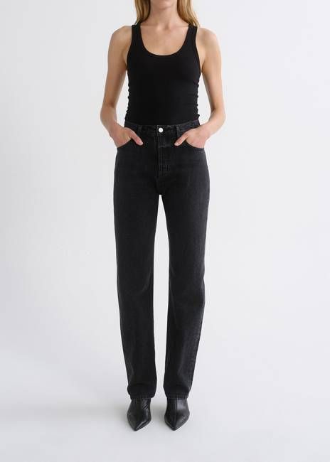Agolde 90's Pinch Waist High Rise Straight Long (weightless) in Vanta