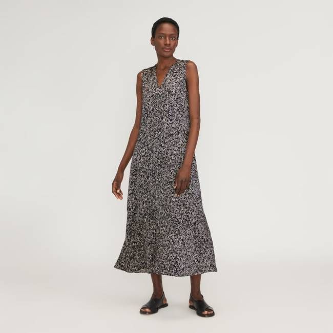 The Satin V-Neck Maxi Dress | Splatter