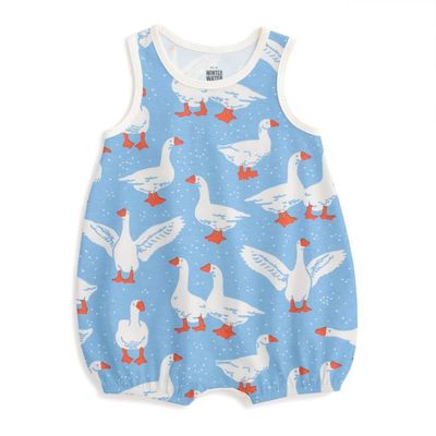 Bubble Romper - Silly Geese Blue