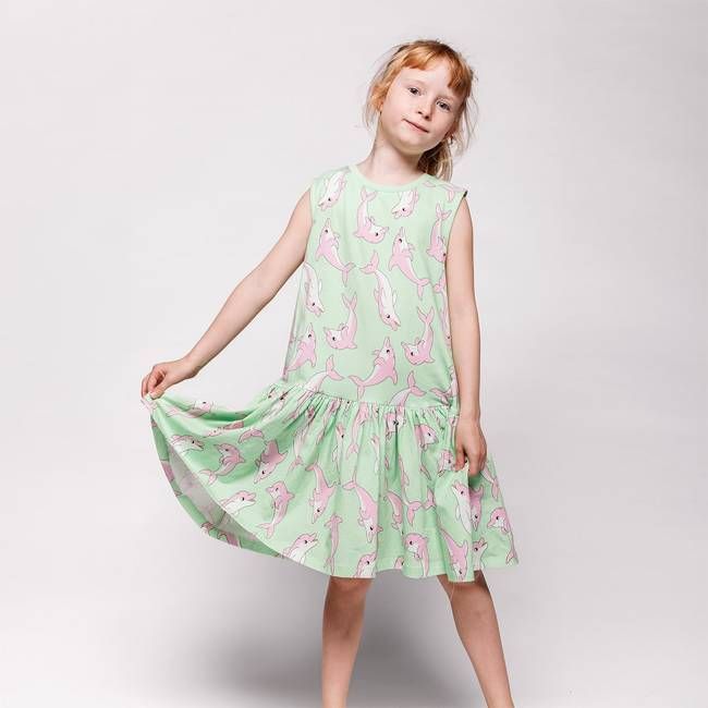 Sleeveless dress with dolphins