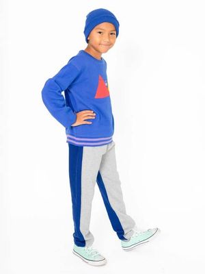 Kids' Navy & Gray Colorblock Sweatpants