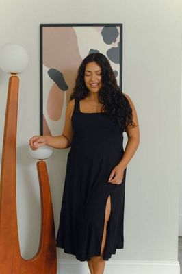 Sample Sale Frankie Dress in Black Rib Extended