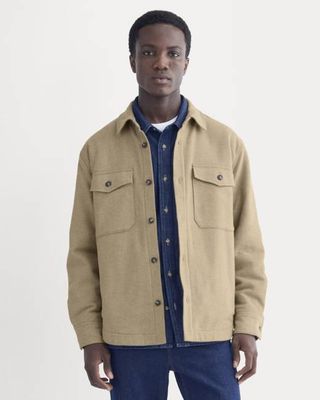 Heavyweight Waffle Twill Overshirt | Dark Heathered Camel