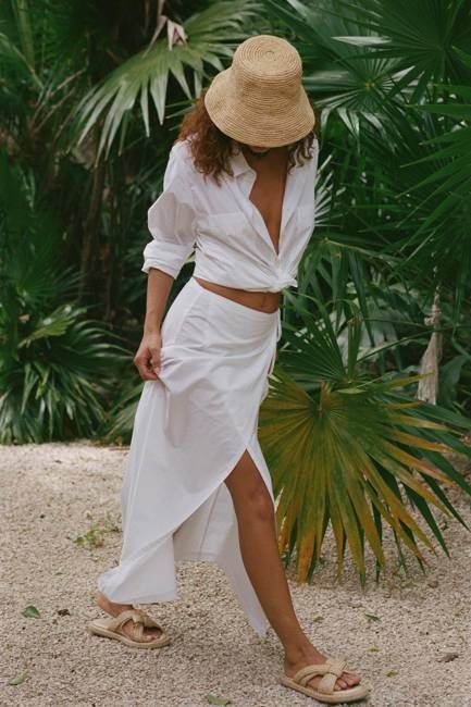 Willa Wrap Skirt - White Cotton Poplin