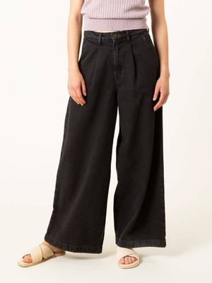 JEANS WIDE LEG TENCEL™ Lyocell fibers DE MUJER  YAYOI VINTAGE BLACK