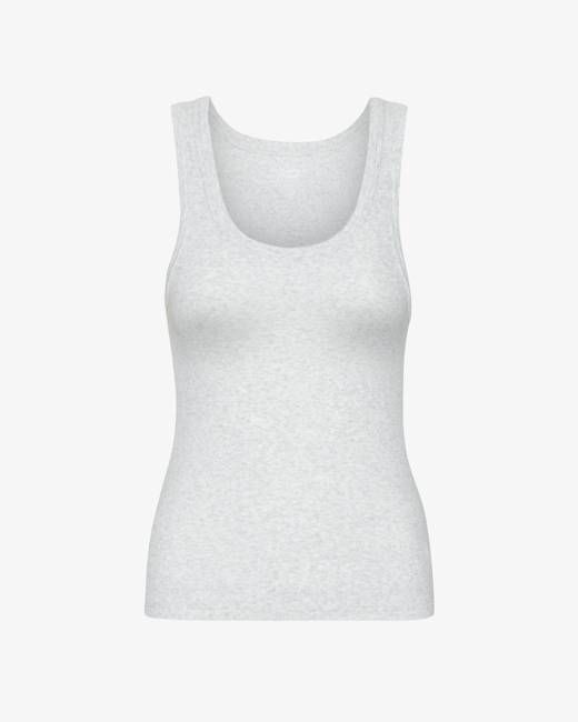 Women Organic Rib Tank Top - Snow Melange