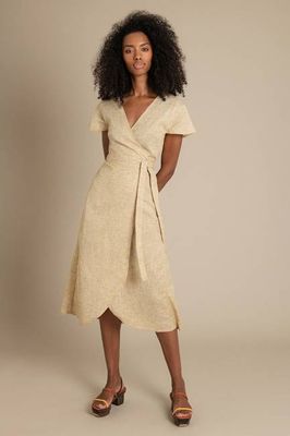 Dalitso Maxi Wrap Dress in Yellow Linen