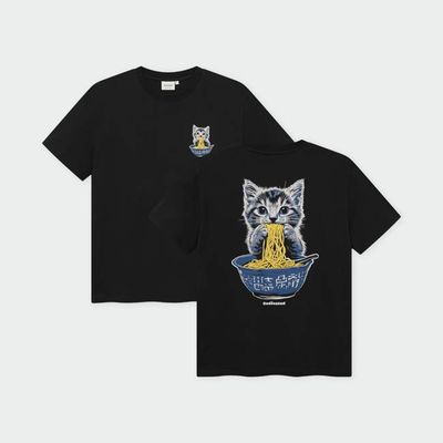 DEDICATED - T-shirt Stockholm Cat And Noodles Black