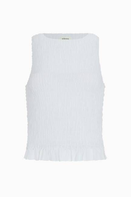 The Aya Smocked Tank Top in white