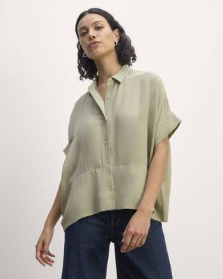 The Boxy Shirt in Washable Silk | Seagrass