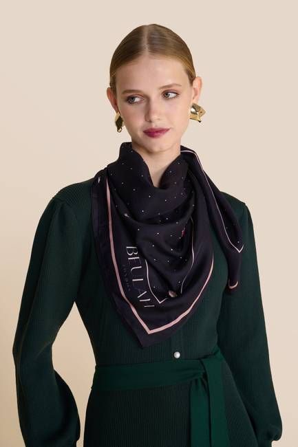 Polka Floral Navy Scarf