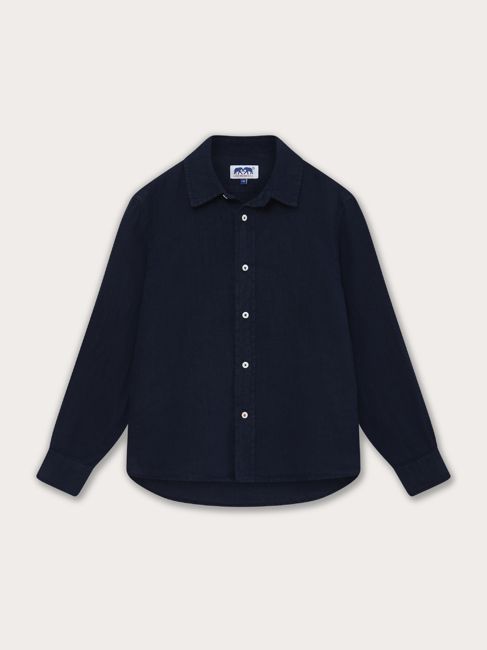 Kids Navy Blue Abaco Linen Shirt