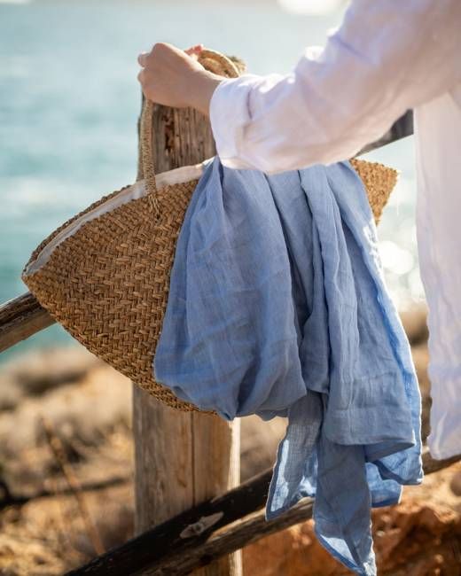 Lightweight Linen Scarf in Dusk Blue