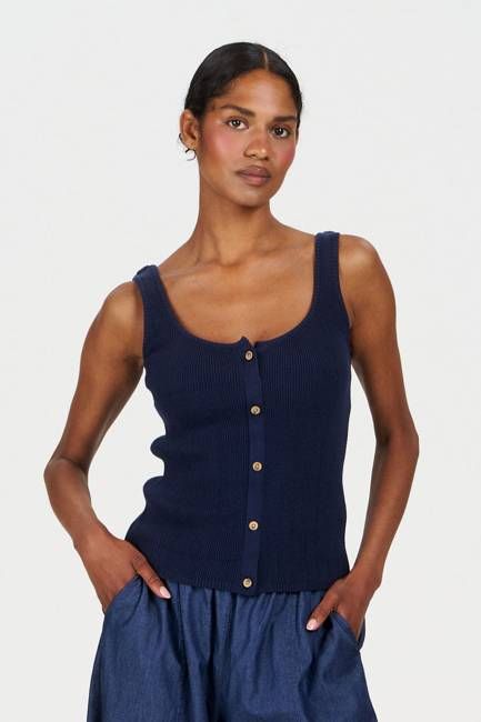 COVE Vest Organic Cotton Vest - Navy