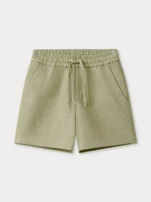 Kids Kerala Green Joulter Linen Shorts