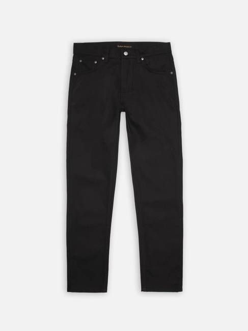 Solid Ollie Dry Pure Black slim straight jeans | Nudie Jeans