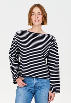 JUNE Top - Organic Cotton Navy Stripe