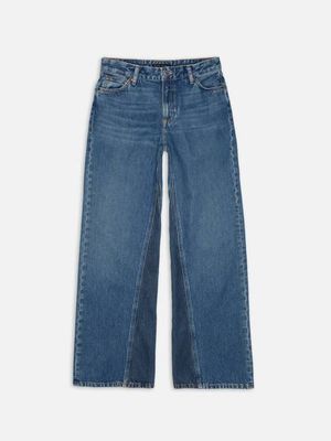 Wide Heidi Blue Days Gusset loose wide jeans | Nudie Jeans