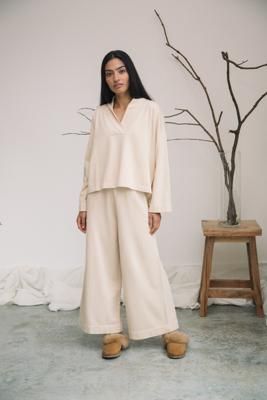 Taya Organic Cotton Felpe Jogger in Cream