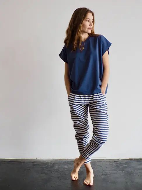 aku harem pants / midnight blue stripe — Noctu