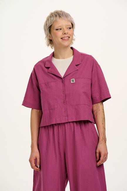 Alfie - Cotton & Linen Shirt in Dahlia Pink