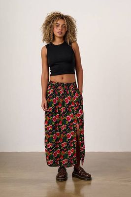Poppy - Elasticised Waist Skirt in Black Marie Print