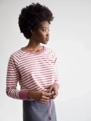 luna cosy top / fig stripe — Noctu