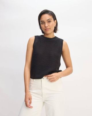 The Organic Cotton Open-Stitch Tank | Black