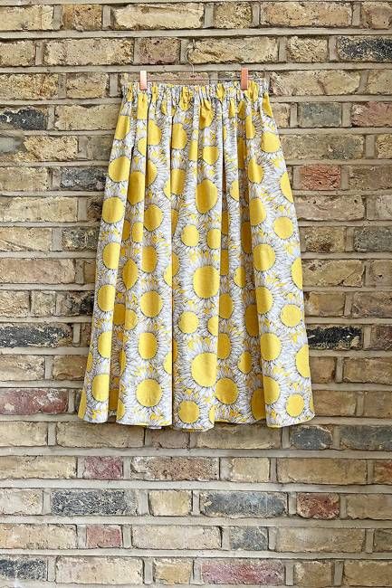Tina Gathered Midi Skirt Yellow Liberty Sunflower Print