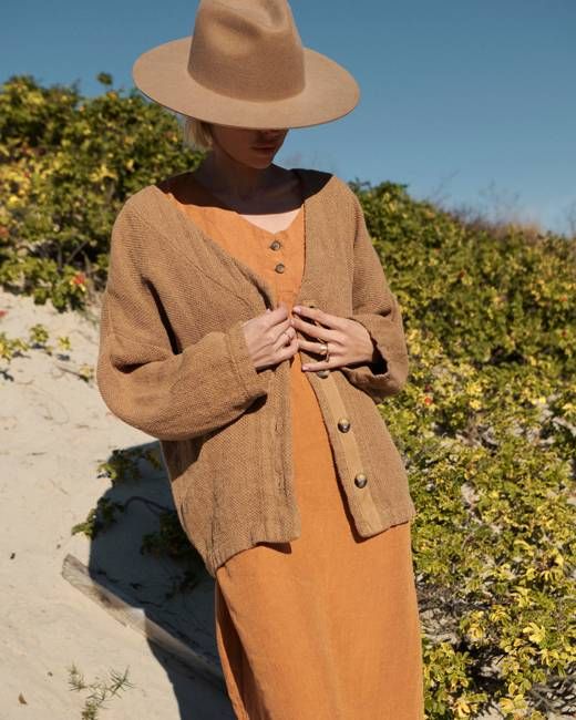 Ralph - Linen Cardigan in Brown