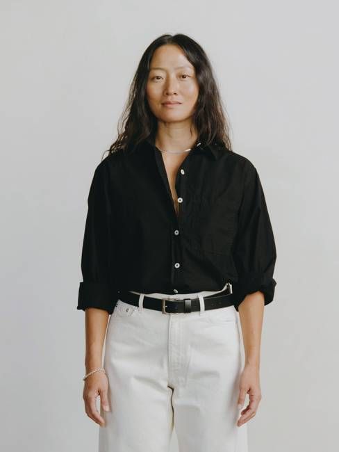 Marcie Shirt, Organic Poplin, Black