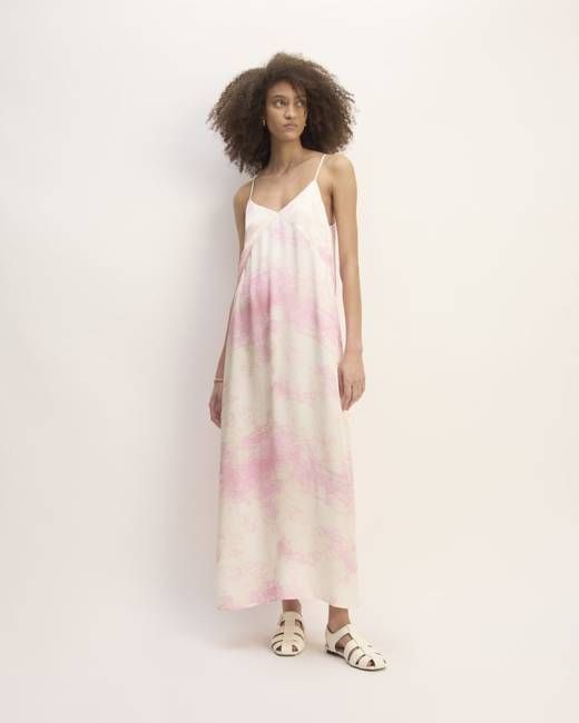 The Everlane x Marques' Almeida Satin Tie-Dye Dress | Pink Tie-Dye