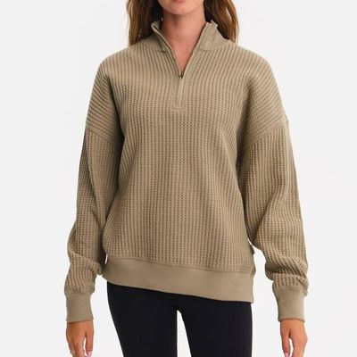 Organic Waffle Collared Half-Zip Sweatshirt