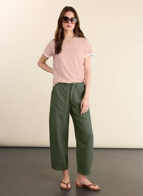 Brett Linen Barrel Leg Trousers