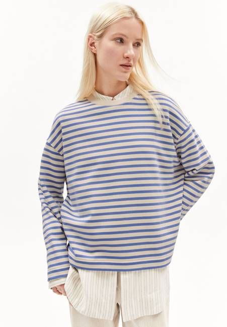 FRANKAA MAARLEN STRIPE SWEAT | blue bloom-undyed
