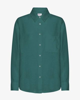 Linen Oversized Shirt - Ocean Green