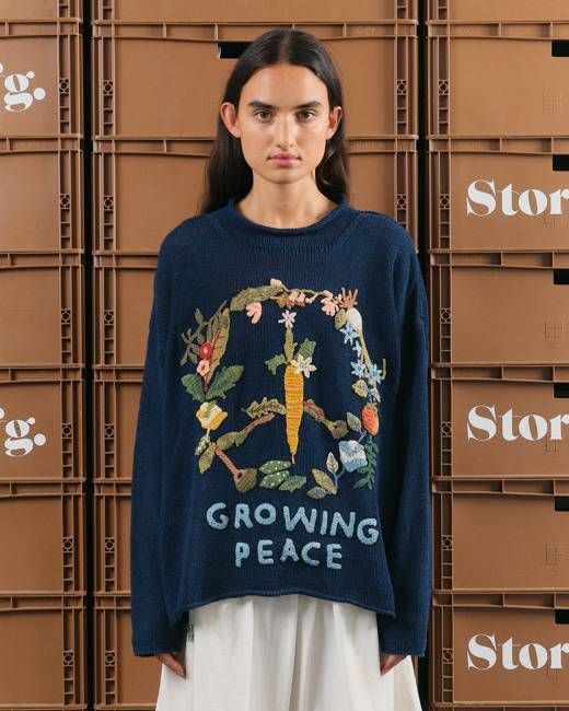 Twinsun Knit Rollneck - Indigo Growing Peace