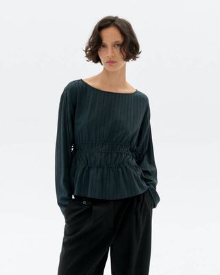 Striped ruffled Ecovero Devin blouse