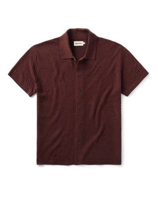 The Arlo Sweater Polo in Burgundy Texture Knit