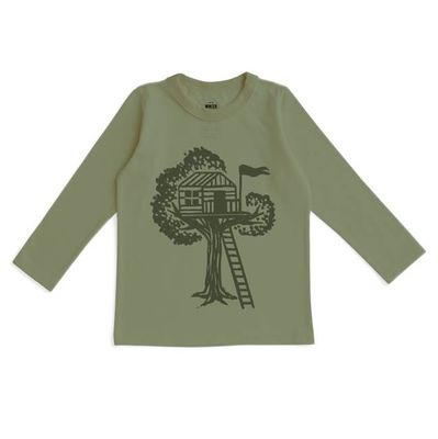 Long Sleeve GRAPHIC Tee - Treehouse Forest Green