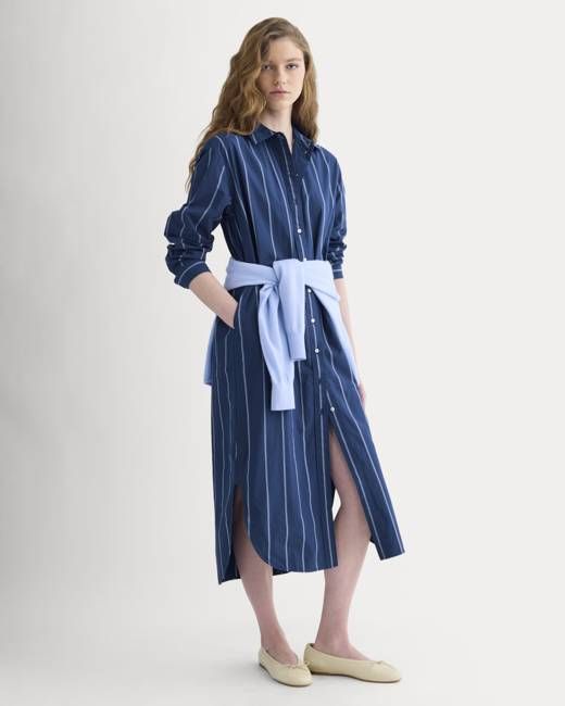 Midi Shirtdress in Ultrasoft Cotton | Estate Blue/Open Air/White