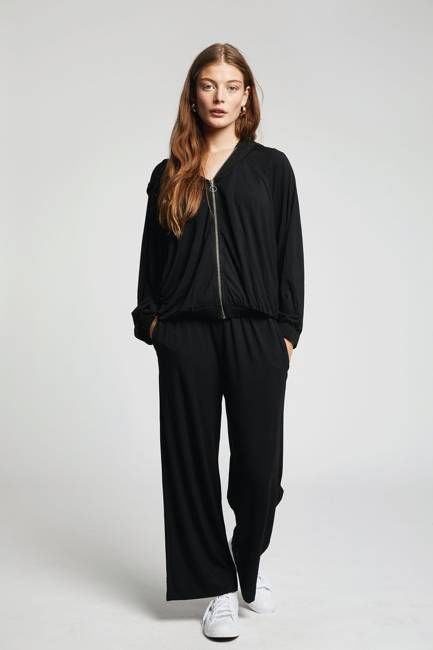 KAMI Bamboo Zip Through Black