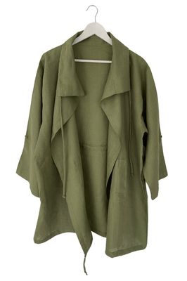 NEW! Linen Drawstring Overlay Green Olive