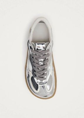 Tb.00 Barefoot Rife Shimmer Silver Cream Leather Sneakers