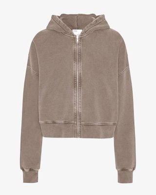 Organic Crop Zip Hood - Faded Khaki