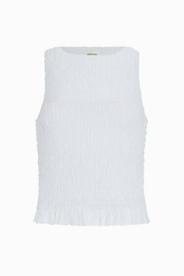 The Aya Smocked Tank Top in white