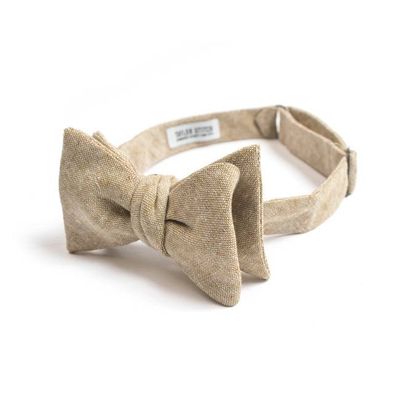 Khaki Linen Chambray Bow Tie